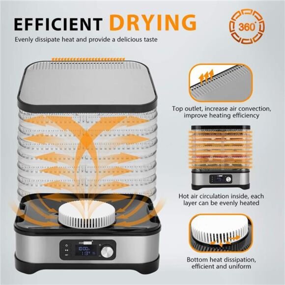 8 Trays Food Dehydrator Machine with 48H Timer and Temperature Control - Picture 3 of 7